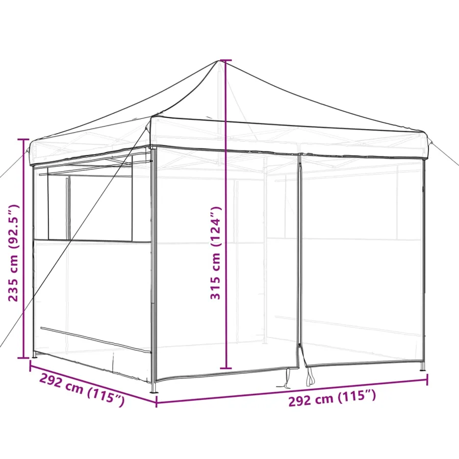 Tente de réception pliable escamotable avec 4 parois latérales - 10