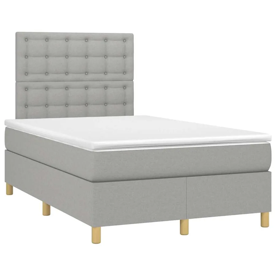 Sommier à lattes de lit matelas LED gris clair 120x190 cm tissu - 3