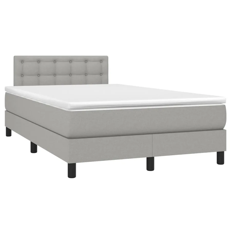 Sommier à lattes de lit et matelas gris clair 120x190 cm tissu - 2