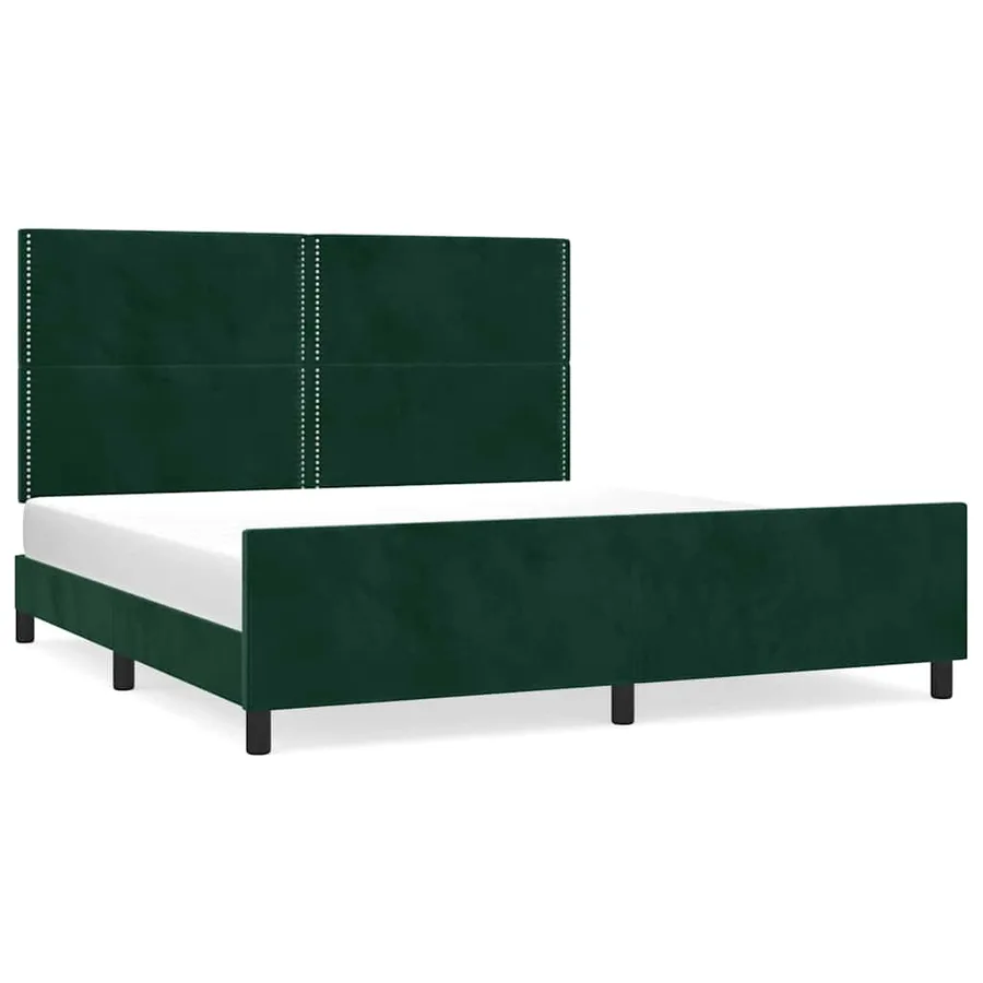 Cadre de lit sans matelas vert foncé velours - 2
