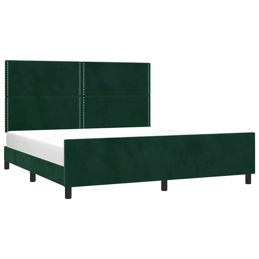 Cadre de lit sans matelas vert foncé velours - 3