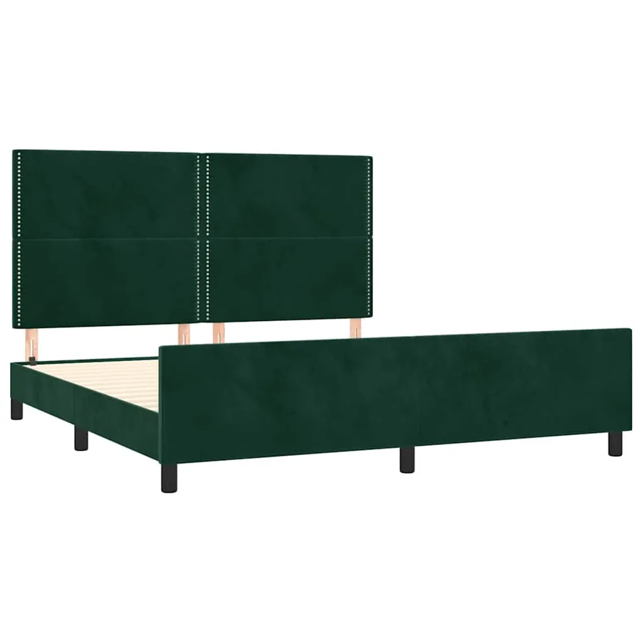 Cadre de lit sans matelas vert foncé velours - 4