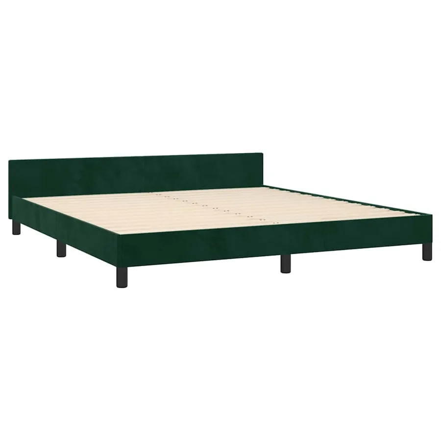Cadre de lit sans matelas vert foncé velours - 5
