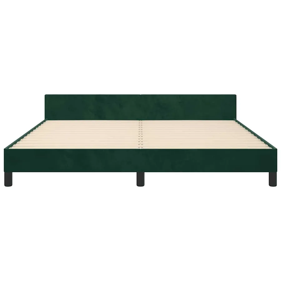 Cadre de lit sans matelas vert foncé velours - 6