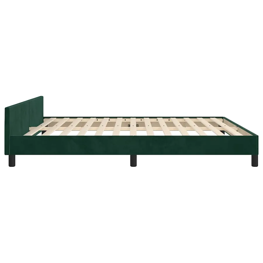 Cadre de lit sans matelas vert foncé velours - 8