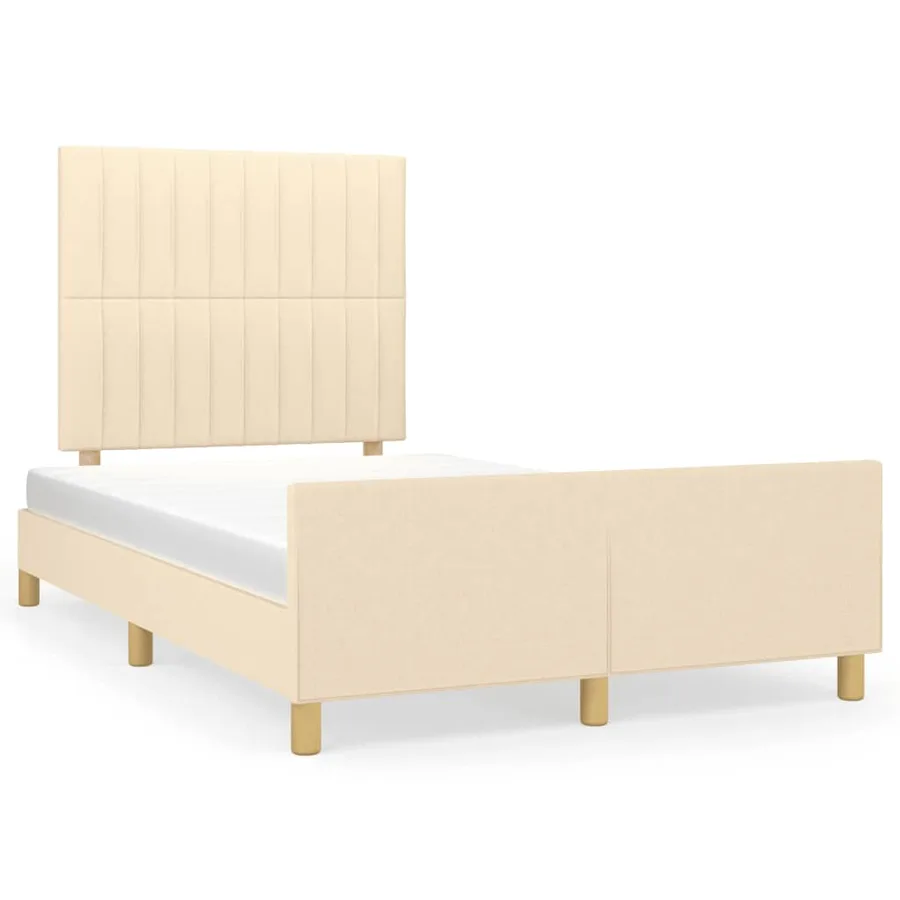 Cadre de lit sans matelas crème 120x190 cm tissu - 2
