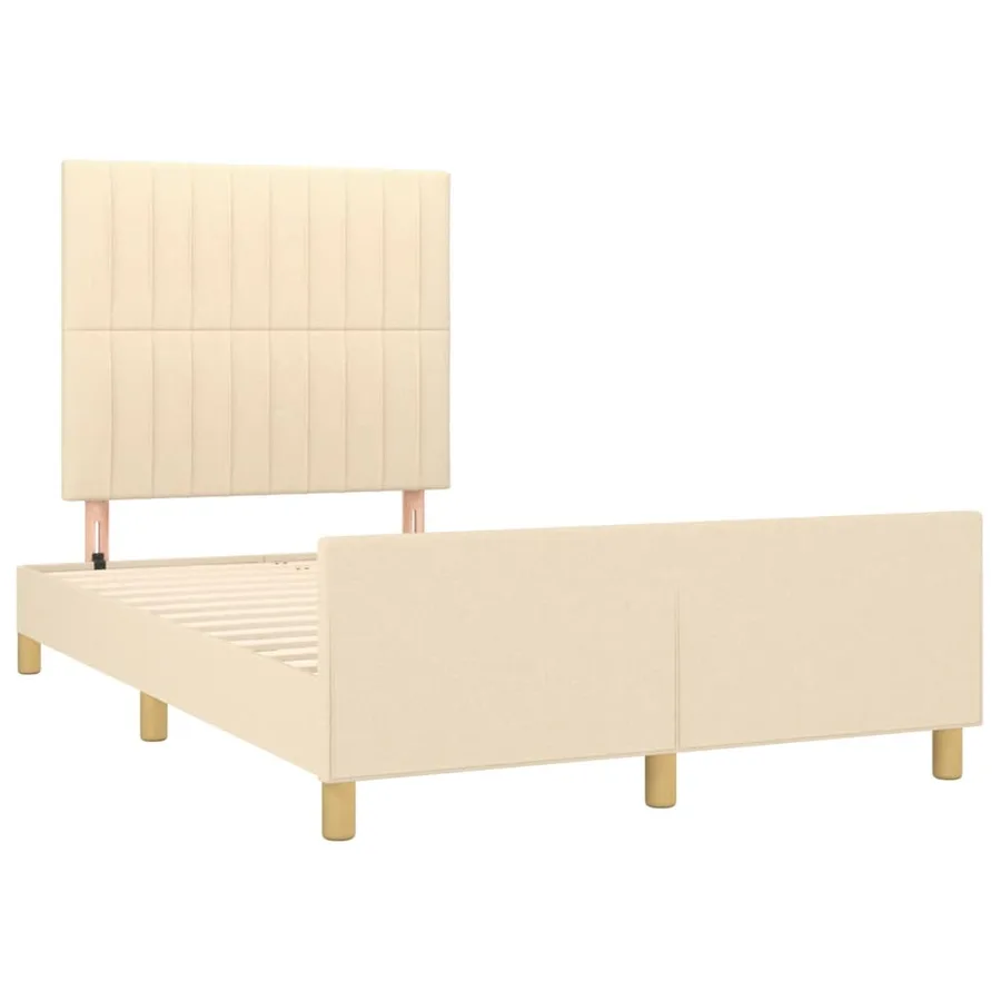 Cadre de lit sans matelas crème 120x190 cm tissu - 3