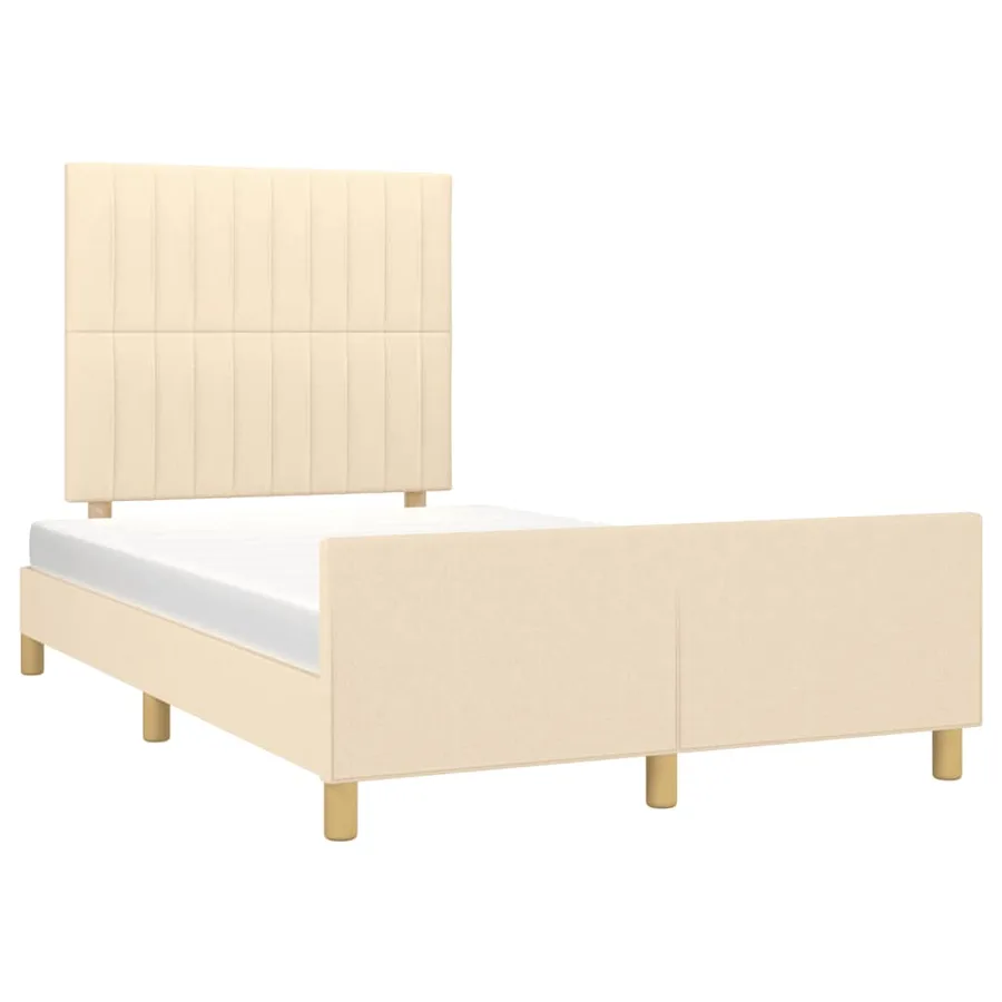 Cadre de lit sans matelas crème 120x190 cm tissu - 4