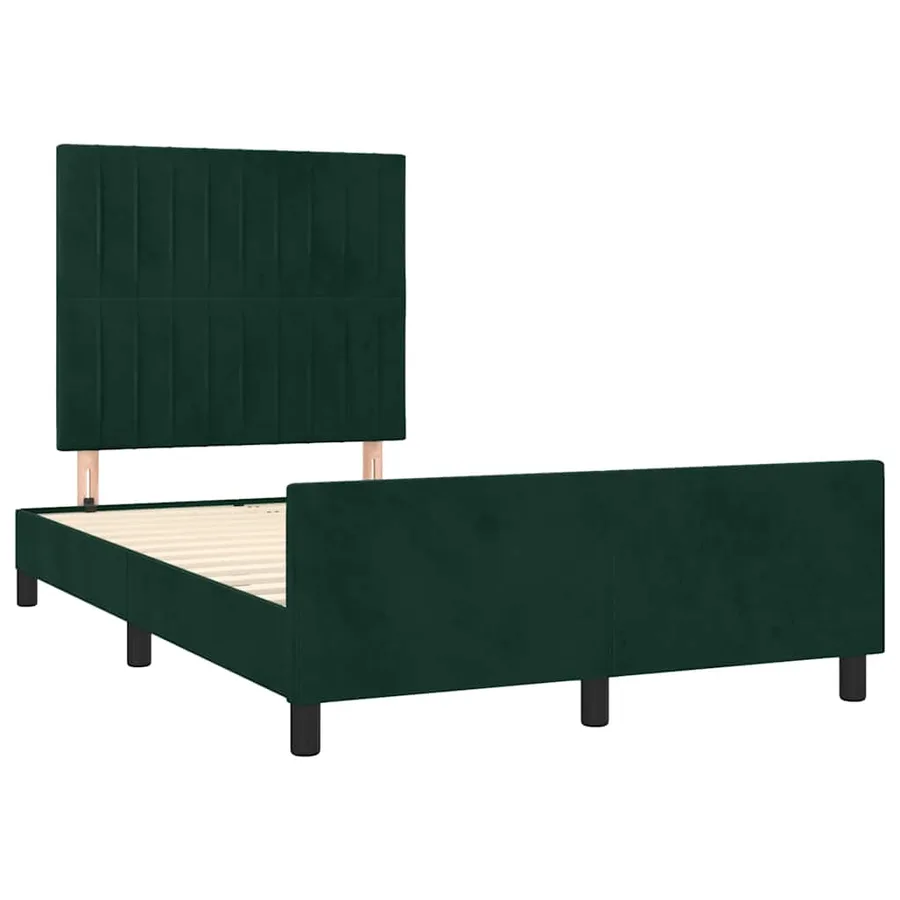 Cadre de lit sans matelas vert foncé 120x190 cm velours - 3