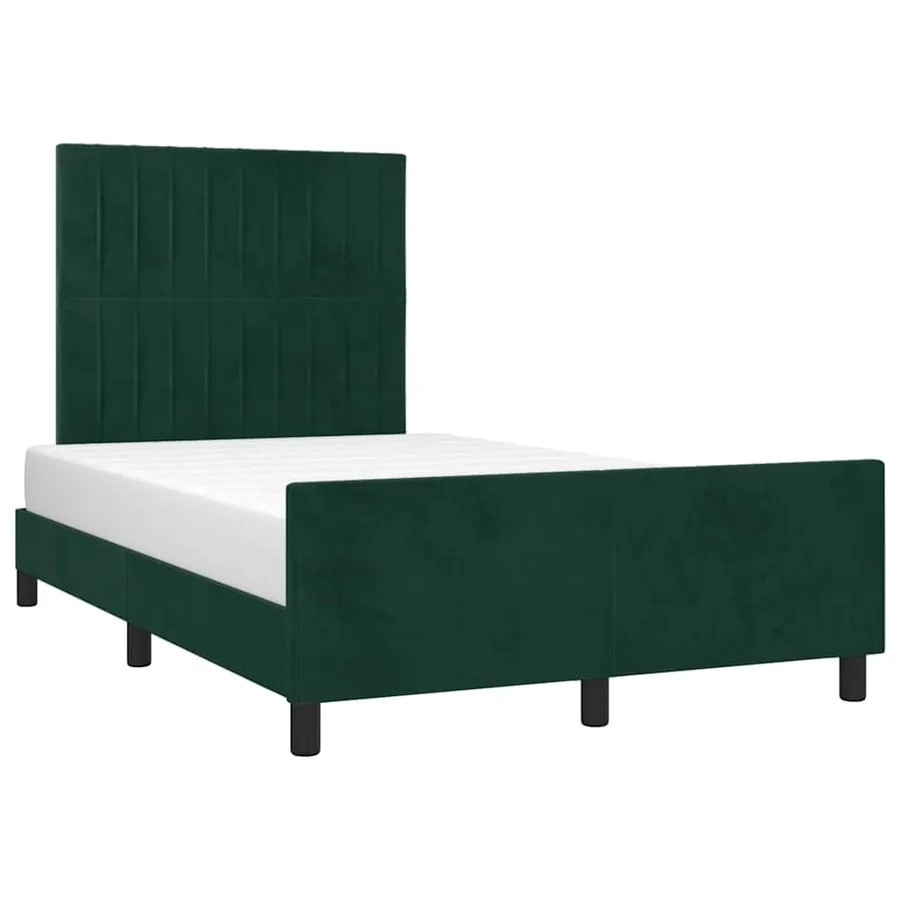 Cadre de lit sans matelas vert foncé 120x190 cm velours - 4