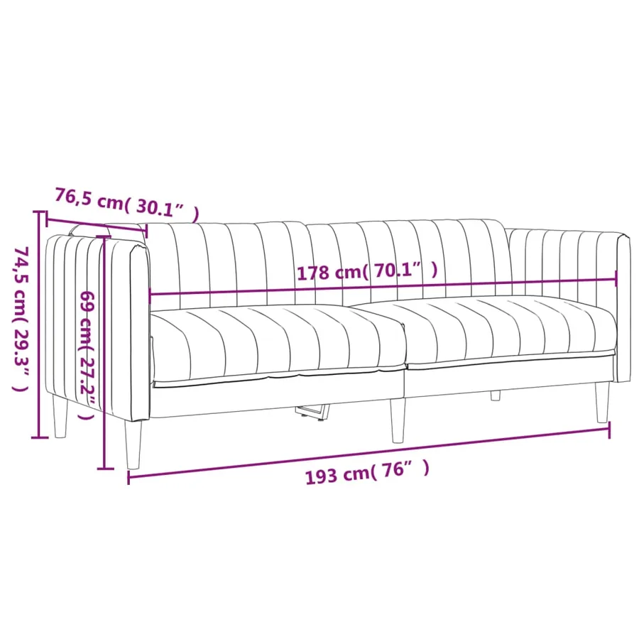 Ensemble de canapés 2 pcs noir tissu - 8