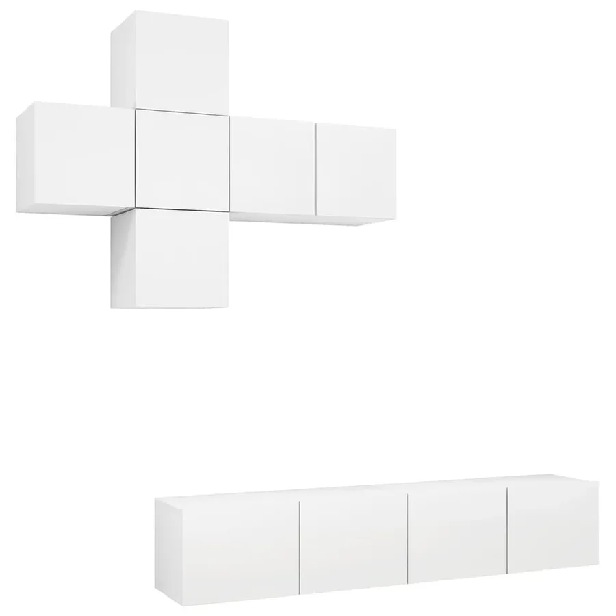Ensemble de meuble TV 7 pcs Blanc Bois d'ingénierie - 2