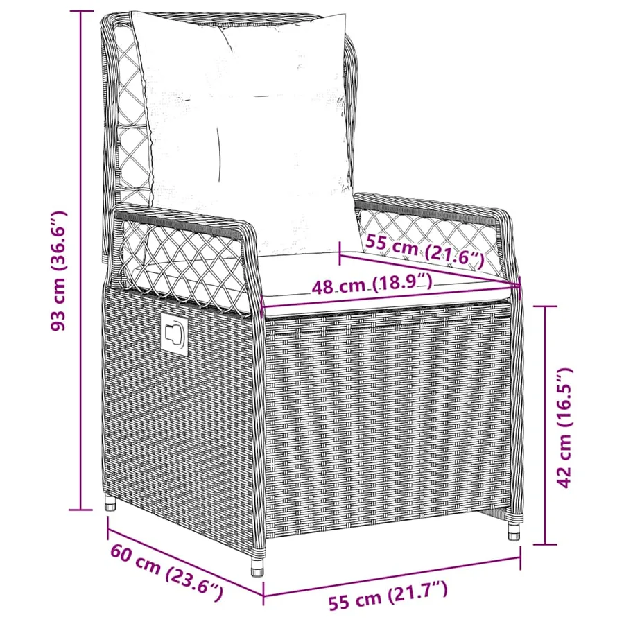Ensemble à manger de jardin coussins 7pcs Noir Résine tressée - 10