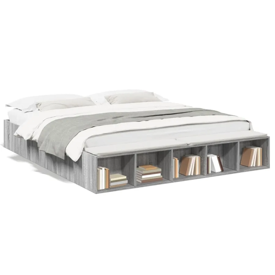 Cadre de lit sans matelas sonoma gris 200x200 cm - 2