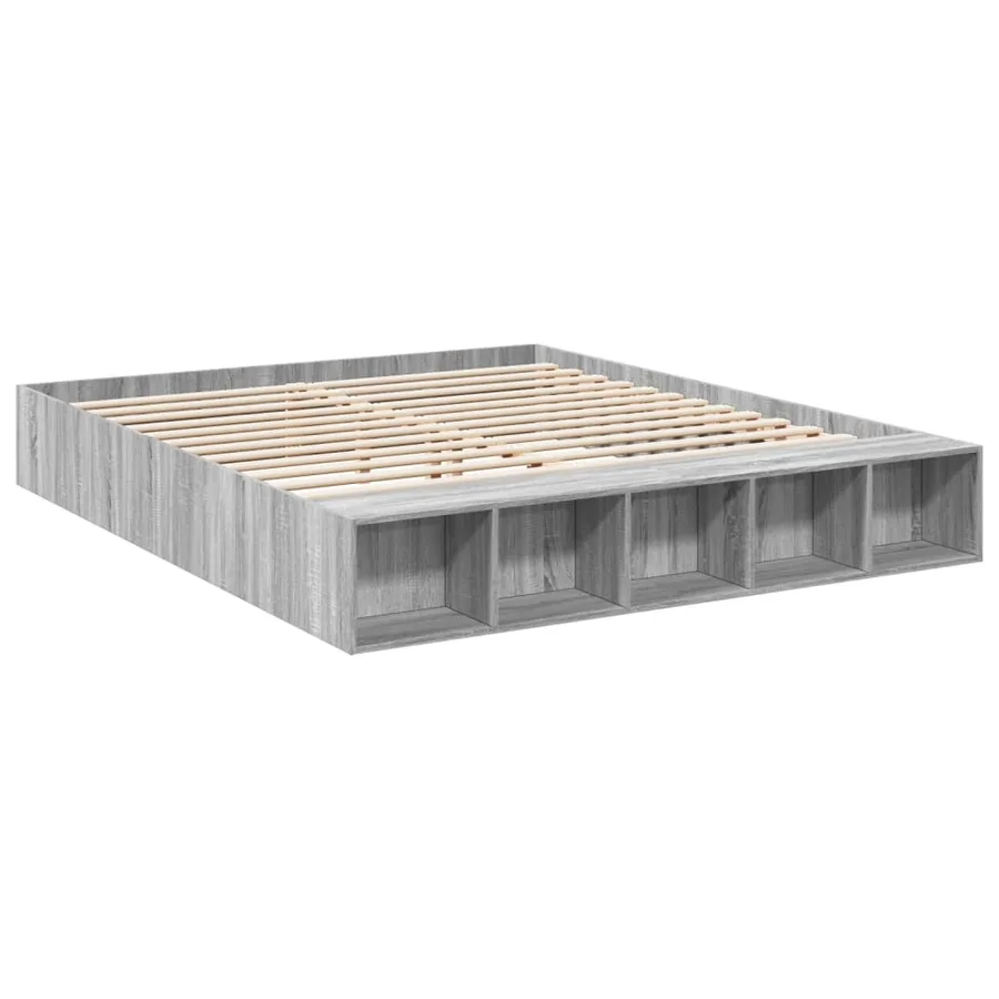 Cadre de lit sans matelas sonoma gris 200x200 cm - 3