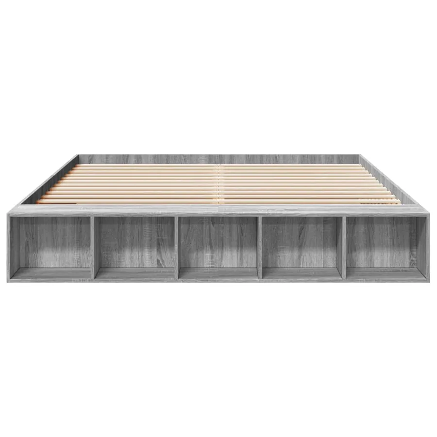 Cadre de lit sans matelas sonoma gris 200x200 cm - 4