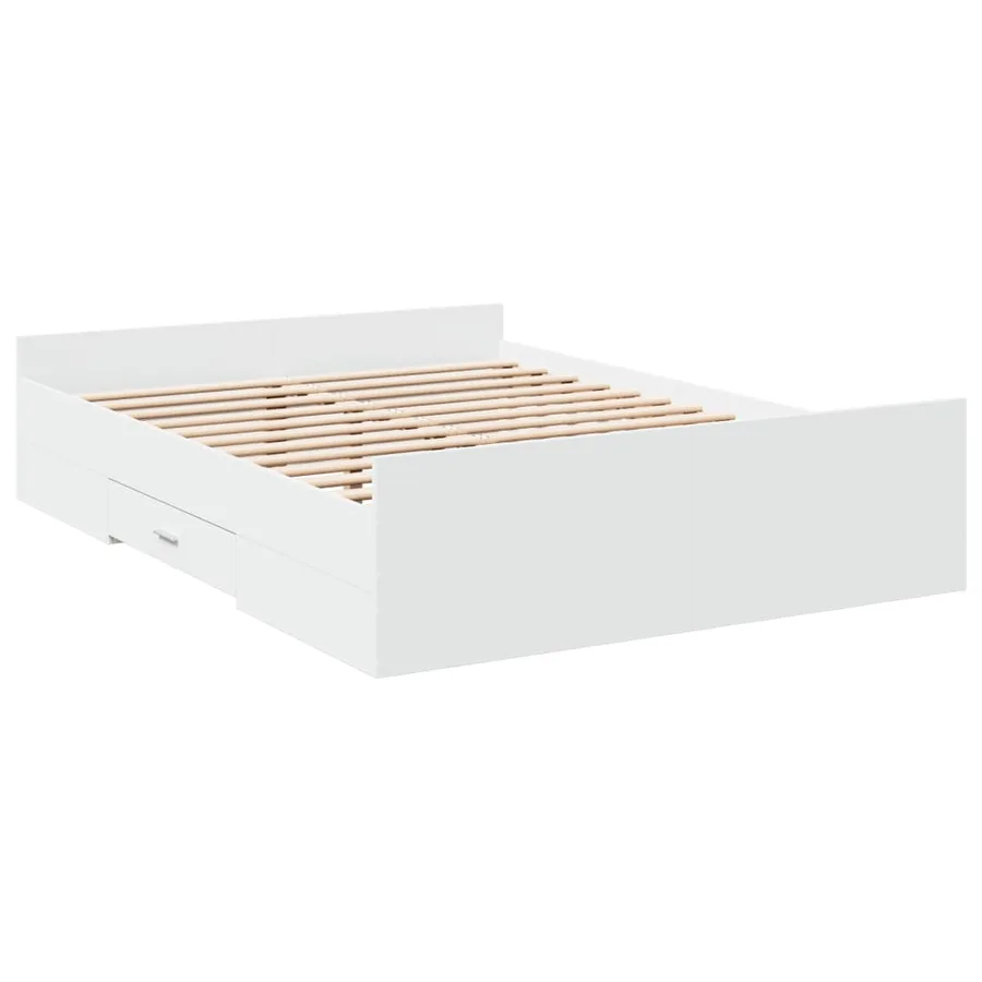 Cadre de lit avec tiroirs sans matelas blanc 120x190 cm - 3
