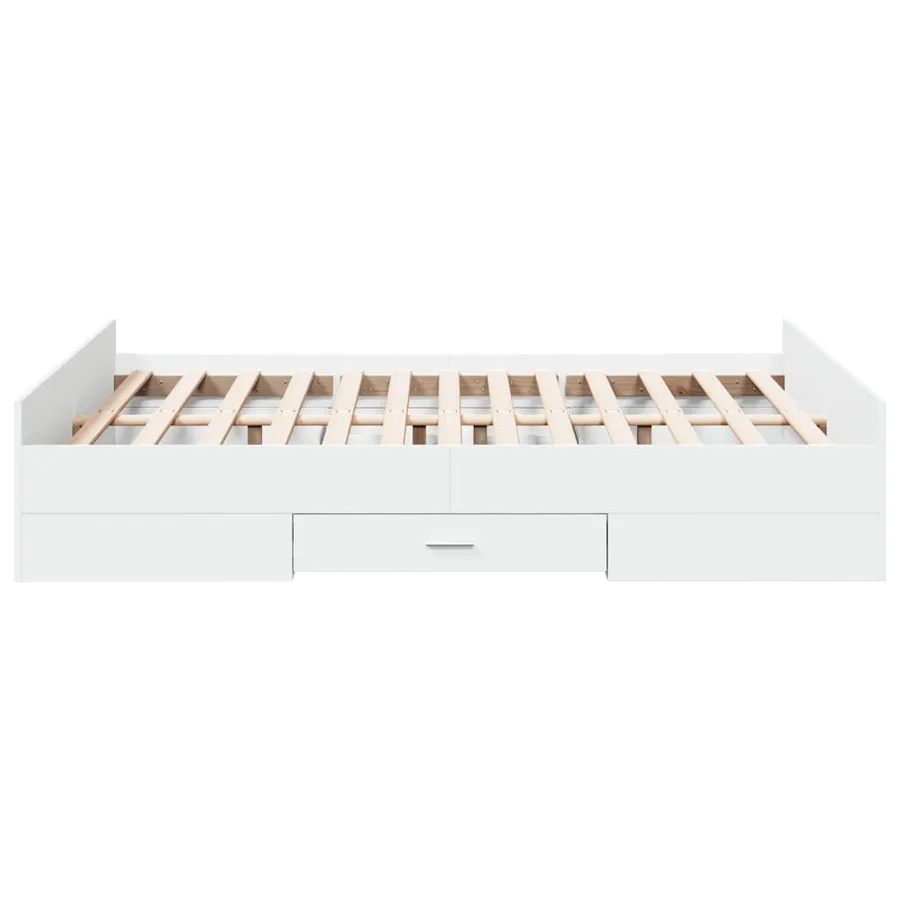 Cadre de lit avec tiroirs sans matelas blanc 120x190 cm - 5