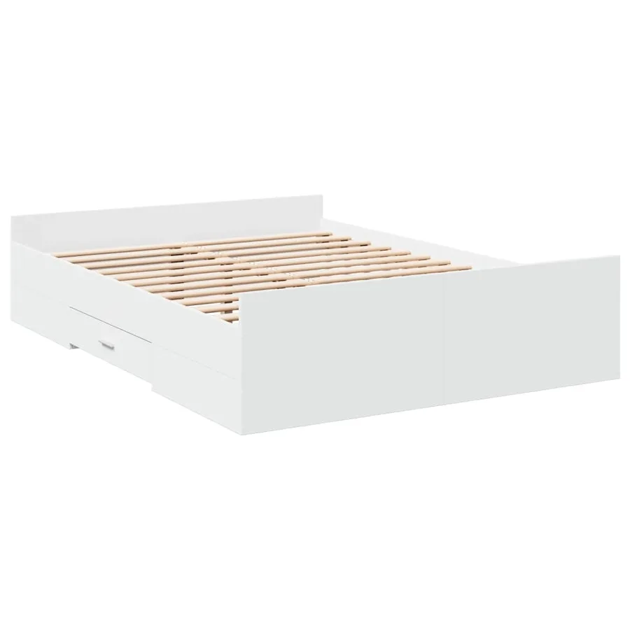 Cadre de lit avec tiroirs sans matelas blanc 120x190 cm - 6