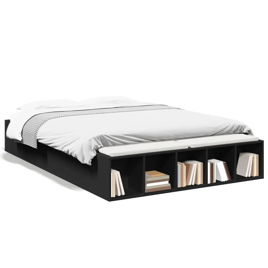 Cadre de lit sans matelas noir 135x190 cm - 2