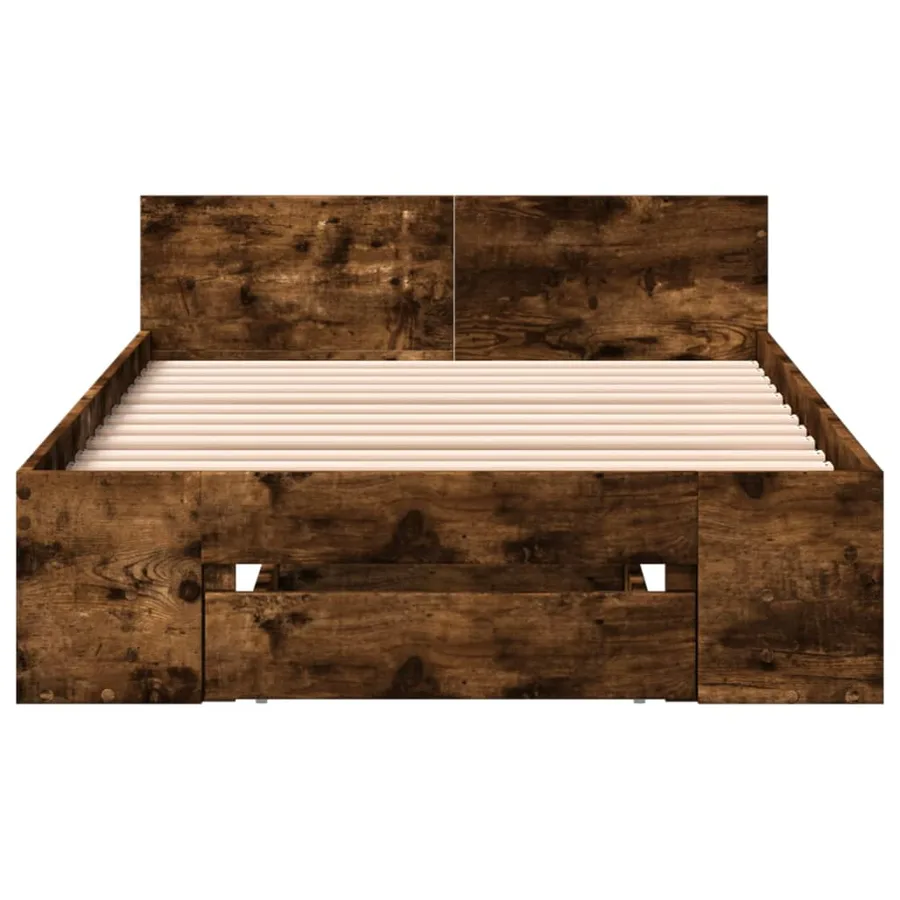 Cadre de lit avec tiroir sans matelas chêne fumé 100x200 cm - 4
