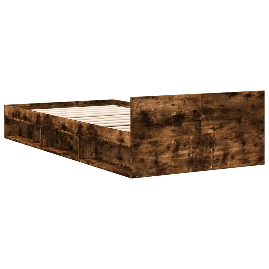 Cadre de lit avec tiroir sans matelas chêne fumé 100x200 cm - 6