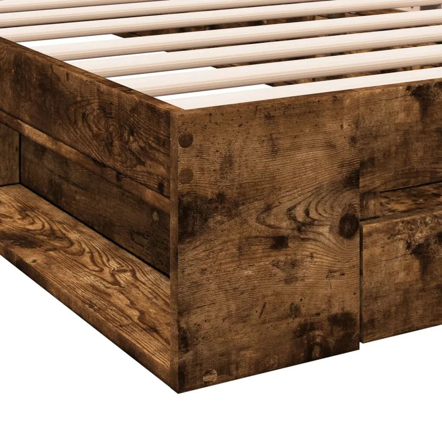 Cadre de lit avec tiroir sans matelas chêne fumé 100x200 cm - 8