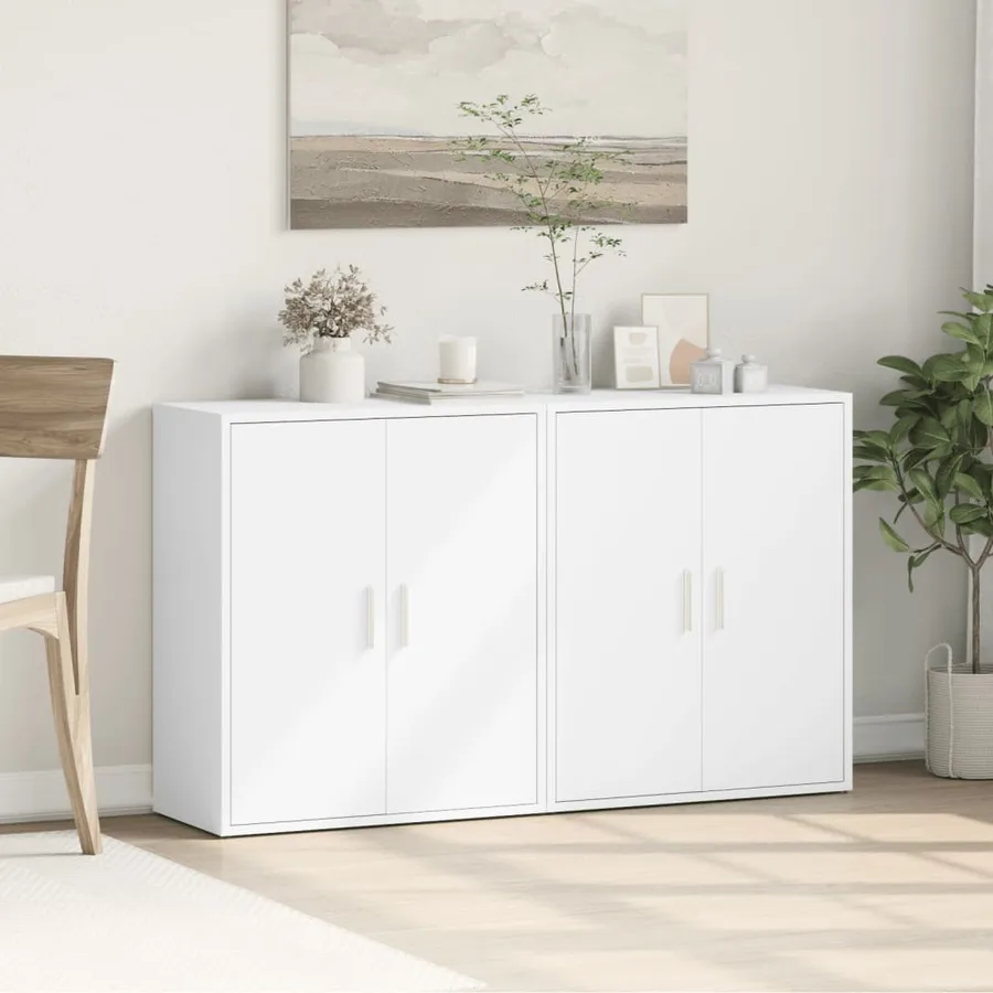 Buffets 2 pcs blanc 60x31x70 cm bois d'ingénierie - 3