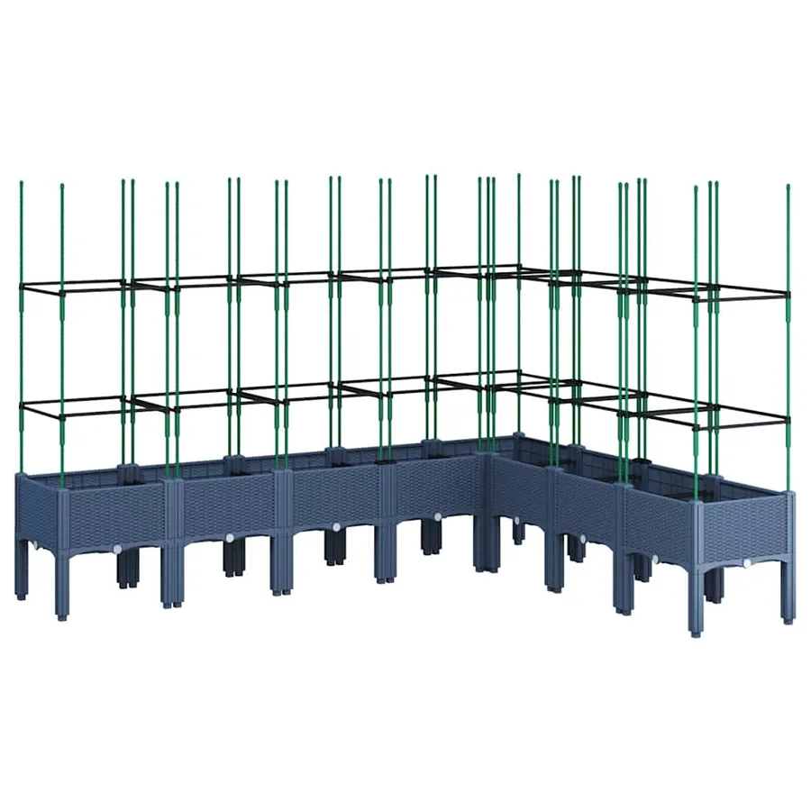 Jardinière avec treillis bleu gris 200x160x142,5 cm PP - 2
