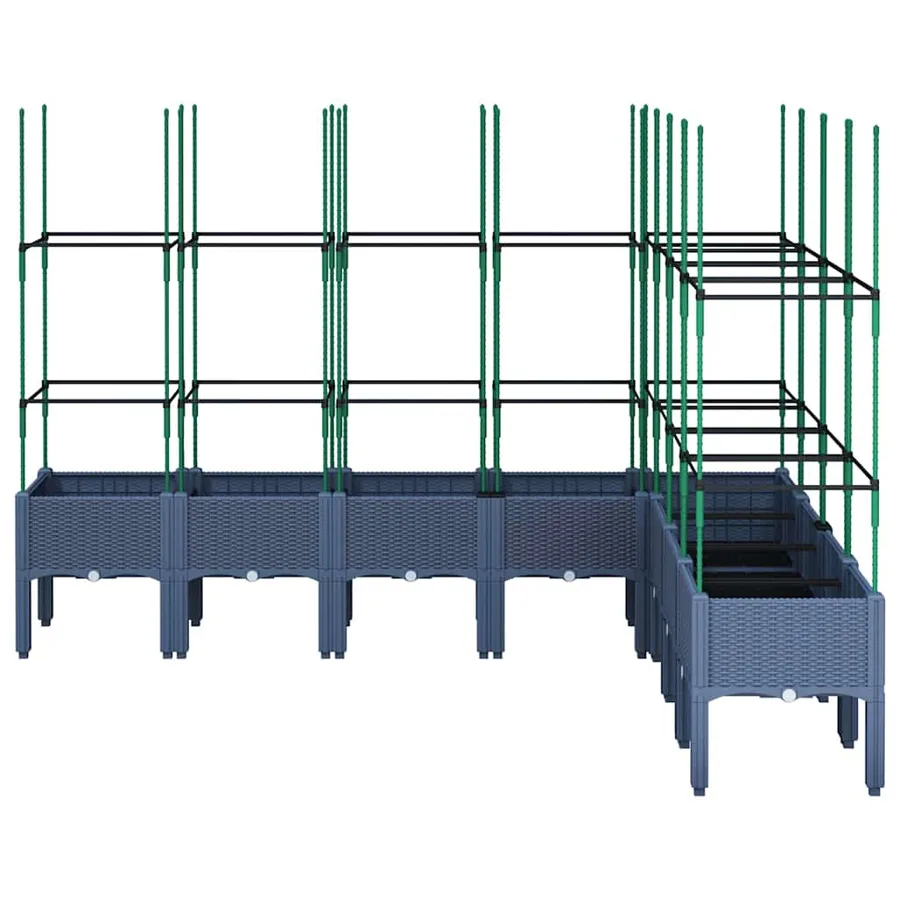 Jardinière avec treillis bleu gris 200x160x142,5 cm PP - 3