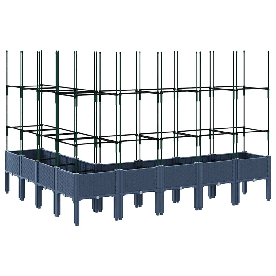 Jardinière avec treillis bleu gris 200x160x142,5 cm PP - 5