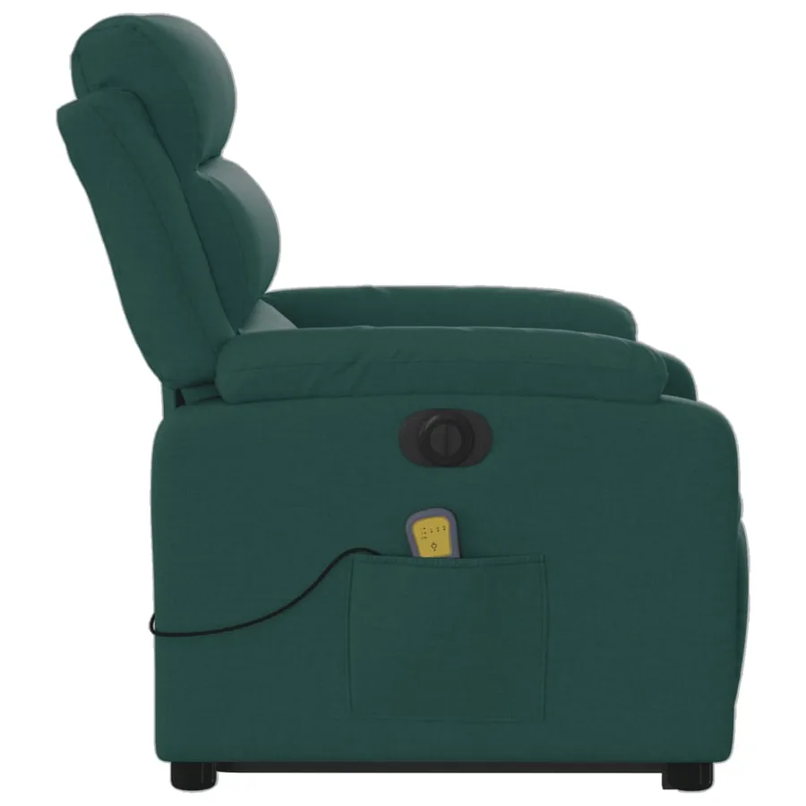 Fauteuil inclinable de massage électrique Vert foncé Tissu - 10