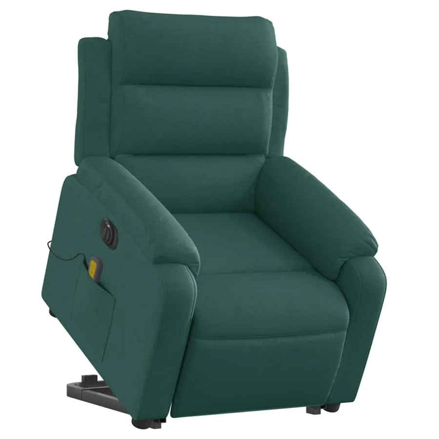 Fauteuil inclinable de massage électrique Vert foncé Tissu - 3