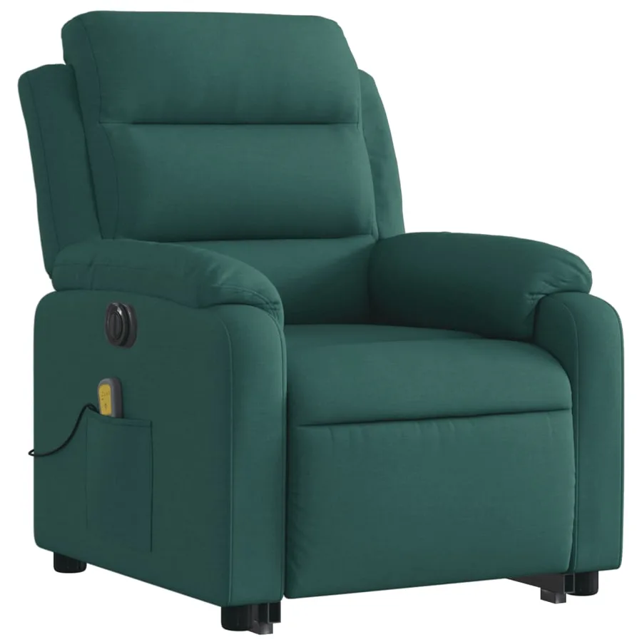 Fauteuil inclinable de massage électrique Vert foncé Tissu - 4