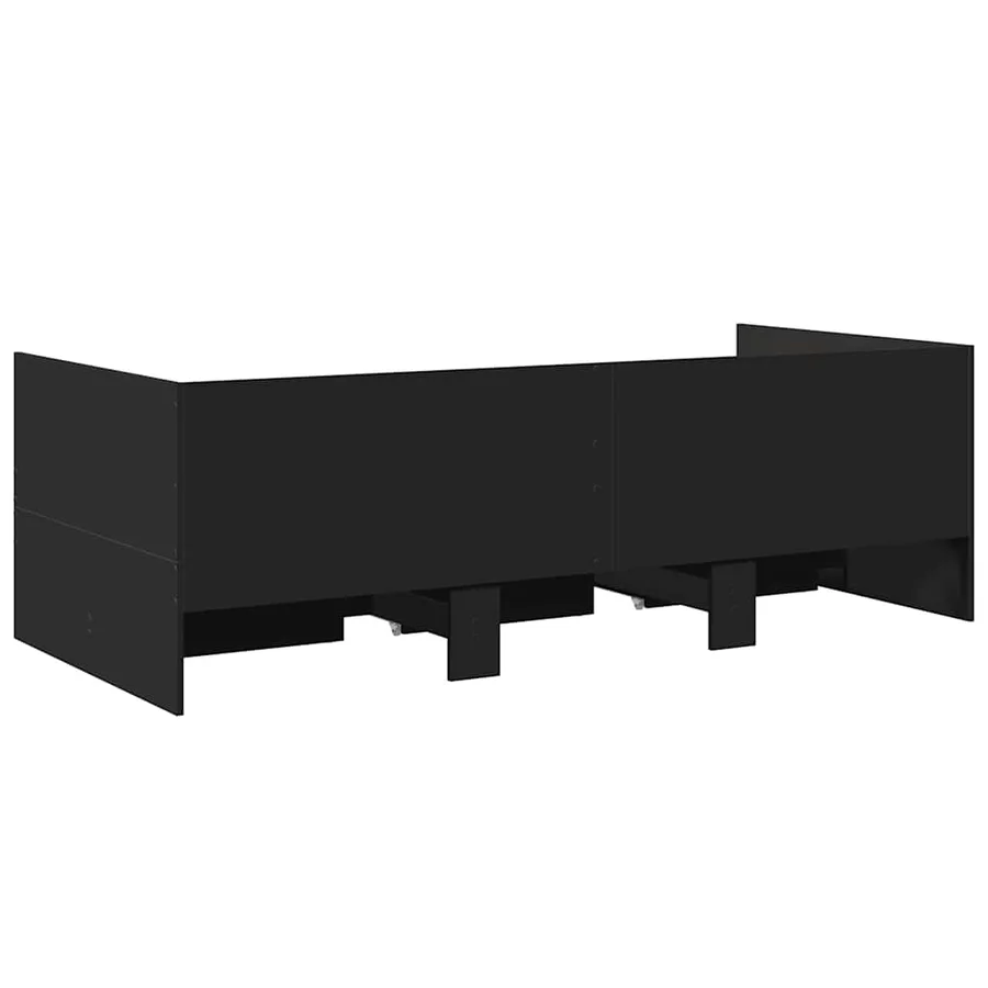 Lit de jour avec tiroirs sans matelas noir 75x190 cm - 6