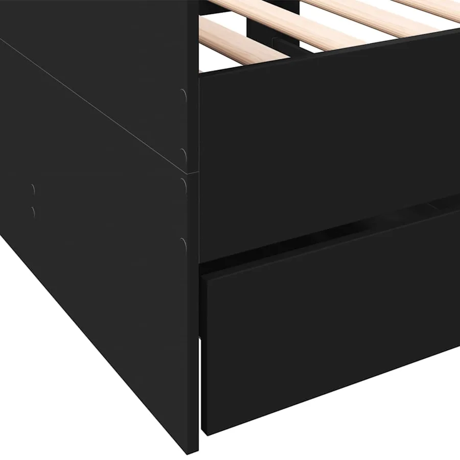 Lit de jour avec tiroirs sans matelas noir 75x190 cm - 7