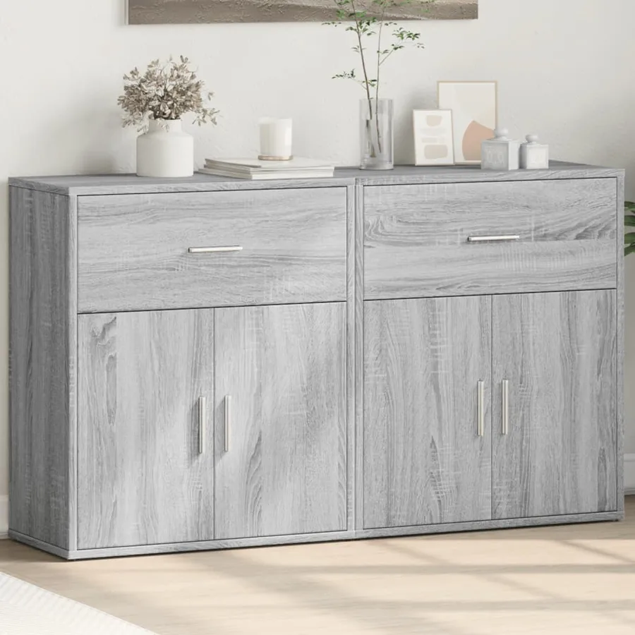 Buffets 2 pcs sonoma gris 60x31x70 cm bois d'ingénierie - 3