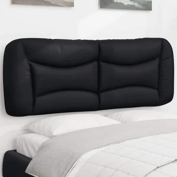 Coussin de tête de lit noir 135 cm en similicuir