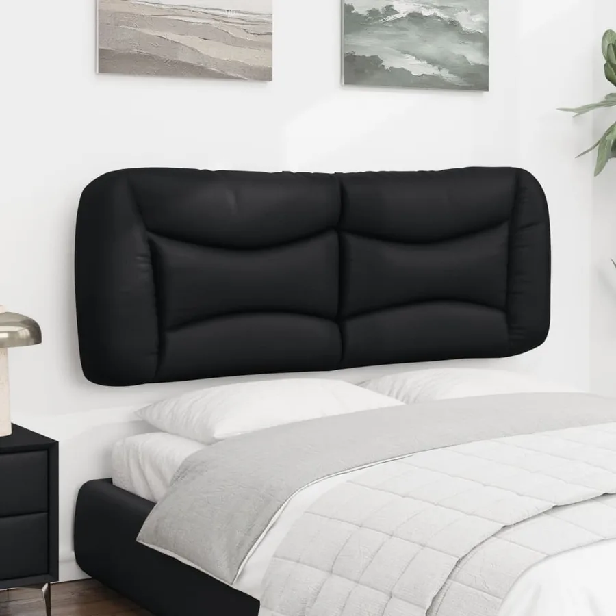 Coussin de tête de lit noir 135 cm en similicuir - 3
