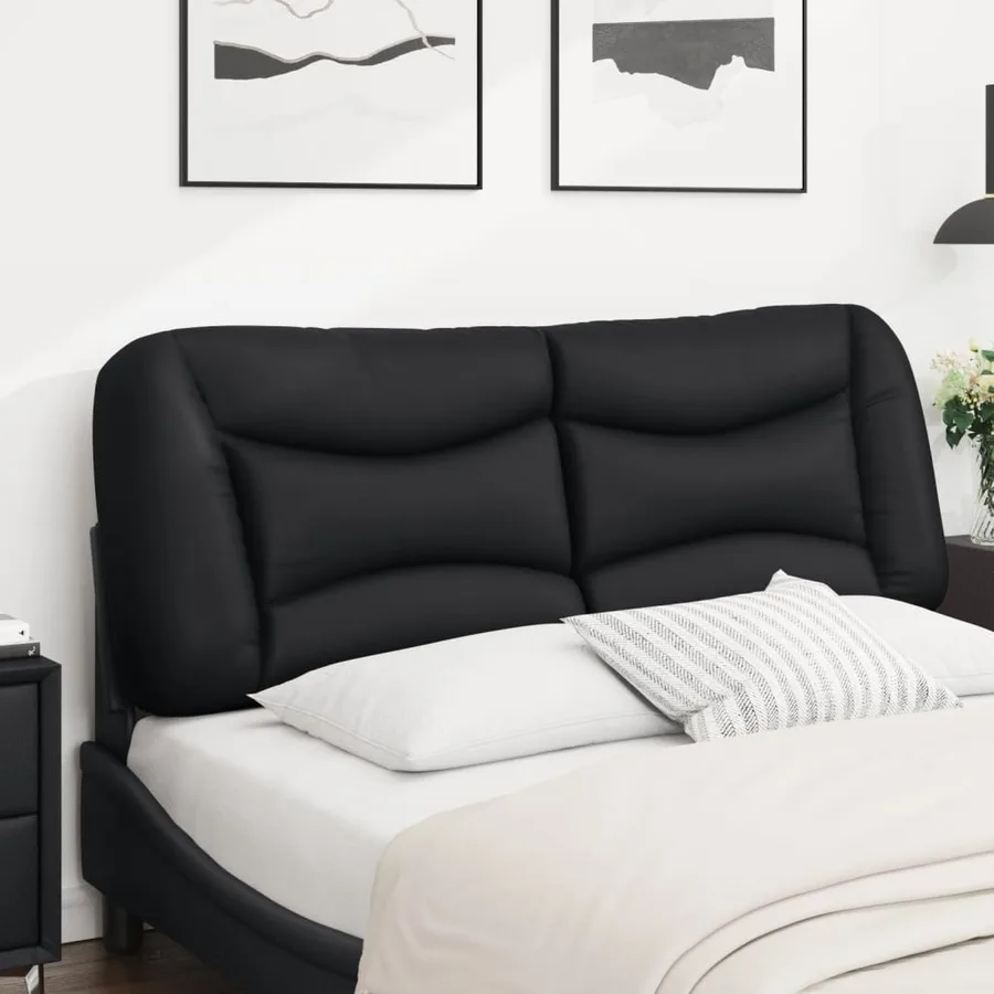 Coussin de tête de lit noir 135 cm en similicuir - 4