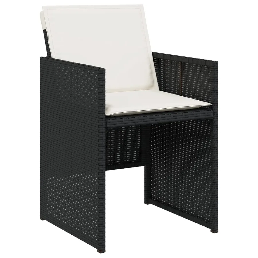 Ensemble à manger de jardin 9pcs coussins noir résine tressée - 5