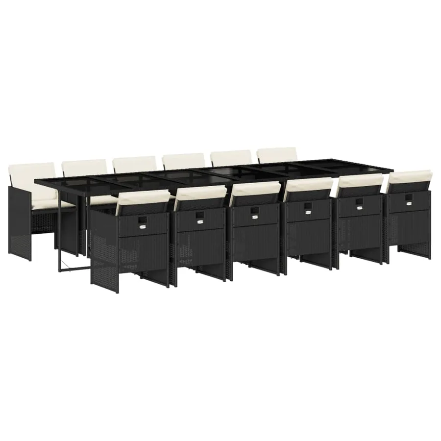Ensemble à manger de jardin 13 pcs coussins noir résine tressée - 2