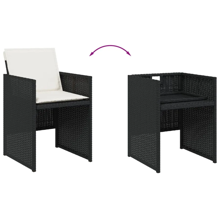 Ensemble à manger de jardin 13 pcs coussins noir résine tressée - 6