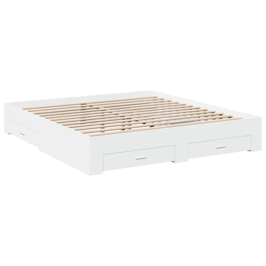 Cadre de lit avec tiroirs sans matelas blanc 180x200 cm - 3