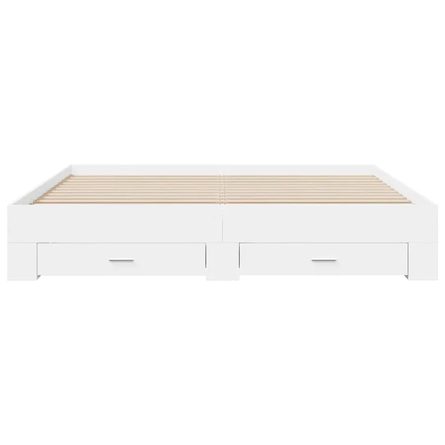 Cadre de lit avec tiroirs sans matelas blanc 180x200 cm - 4