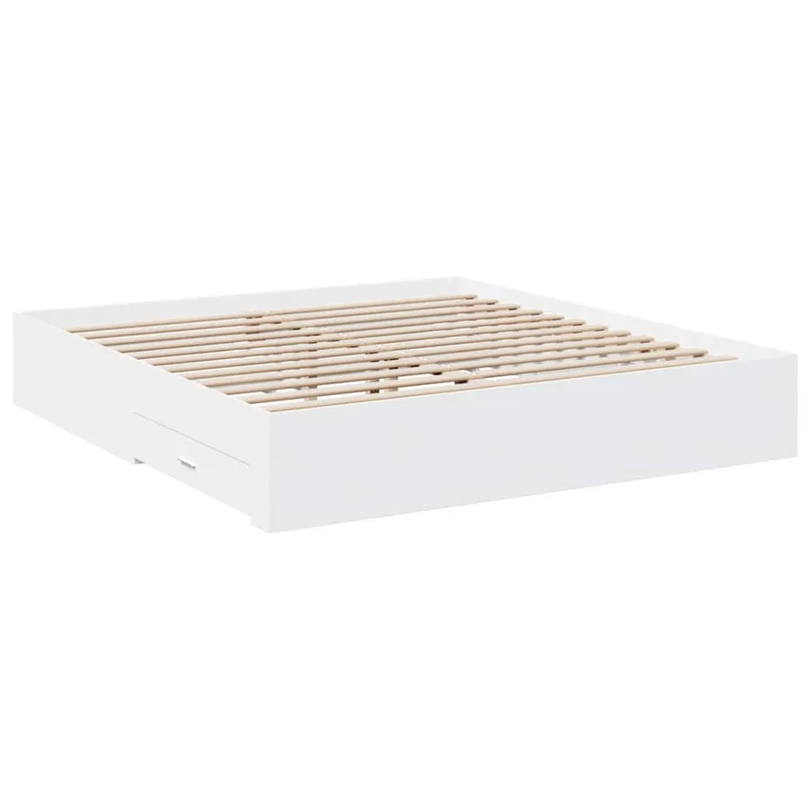Cadre de lit avec tiroirs sans matelas blanc 180x200 cm - 6