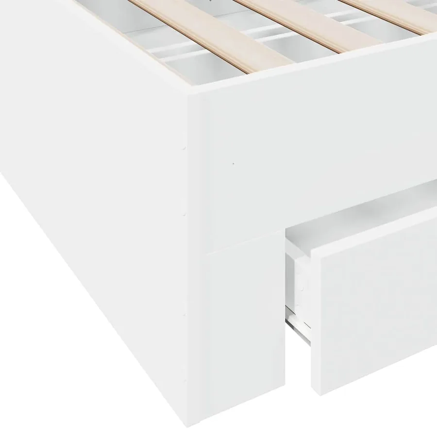 Cadre de lit avec tiroirs sans matelas blanc 180x200 cm - 8