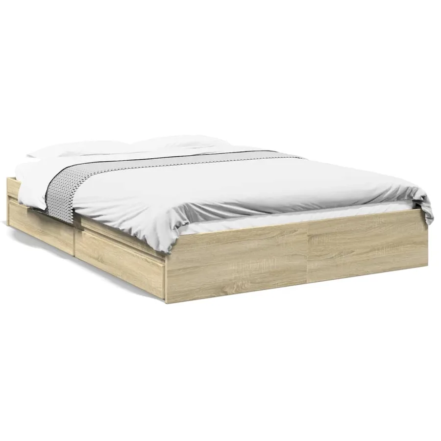 Cadre de lit avec tiroirs sans matelas chêne sonoma 160x200 cm - 2