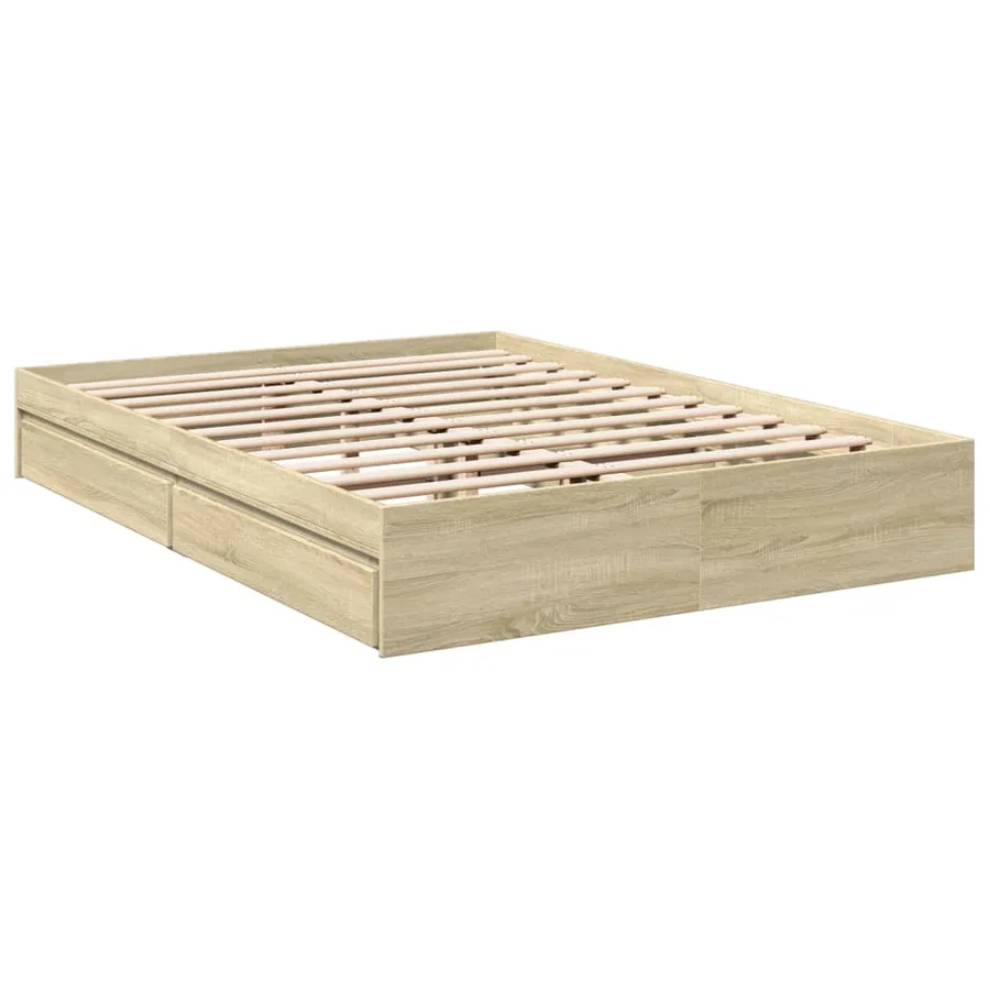 Cadre de lit avec tiroirs sans matelas chêne sonoma 160x200 cm - 3