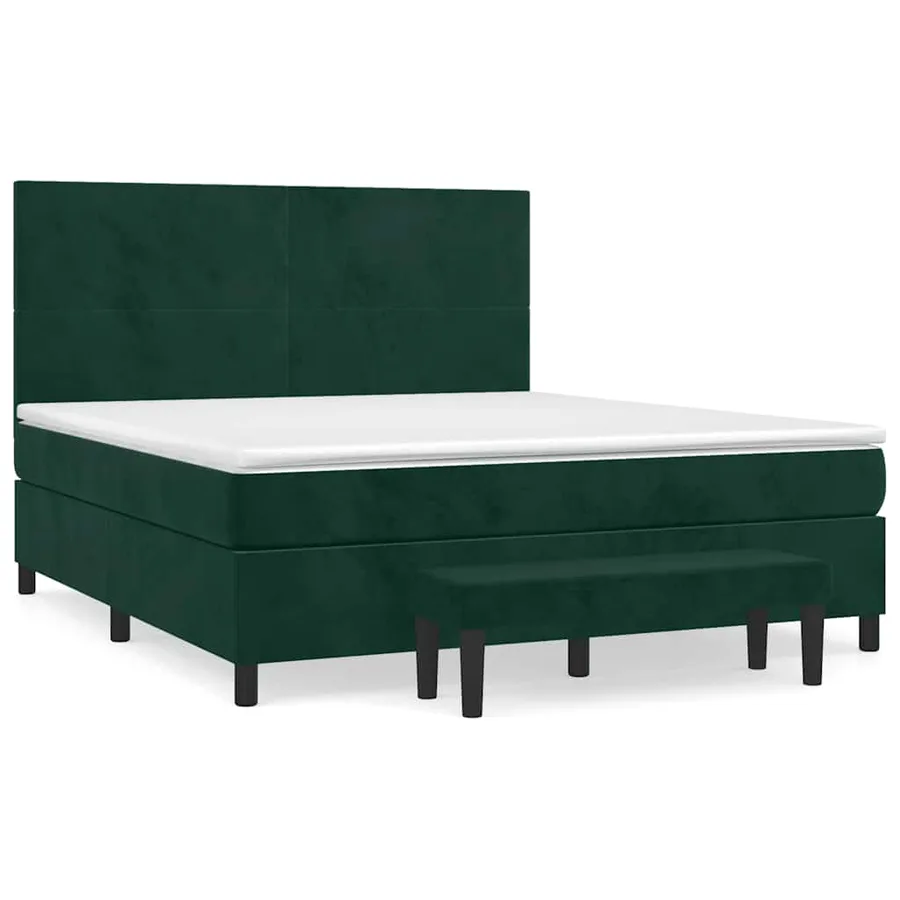 Sommier à lattes de lit et matelas Vert foncé 180x200cm Velours - 2